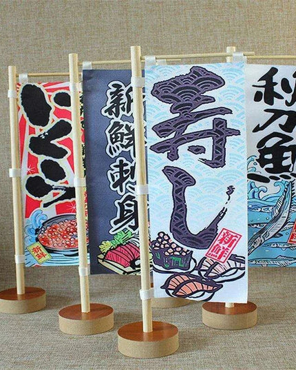 Japanese Sushi Bar Decorative Mini Knife Flags - Premium Quality Waterproof Signage for Authentic Restaurant Ambiance