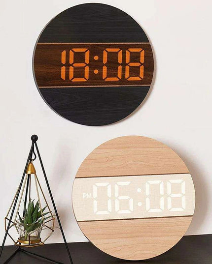 Creative Wooden Digital Wall Clock with Automatic Brightness Adjustment