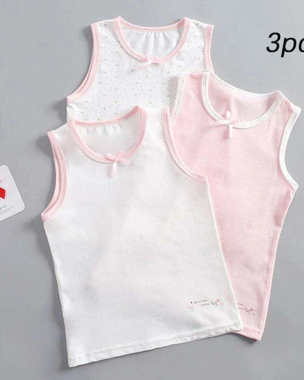 Colorful Cartoon Cotton Tank Tops for Girls - 3-Piece Summer Undershirt Set