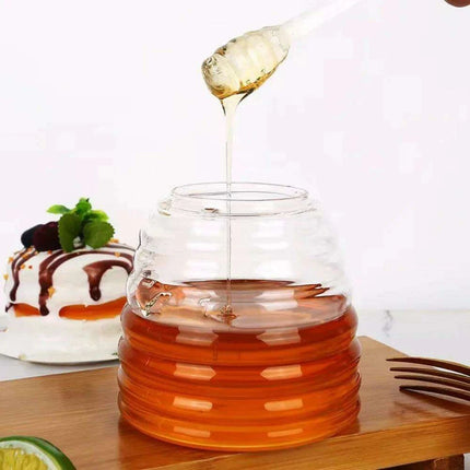 Sleek 15oz Glass Honey Dispenser with Dipper and Airtight Lid
