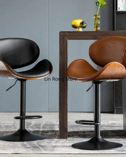 Chic Adjustable Genuine Leather Bar Stool - Stylish Modern Comfort Solution