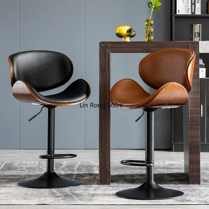 Chic Adjustable Genuine Leather Bar Stool - Stylish Modern Comfort Solution