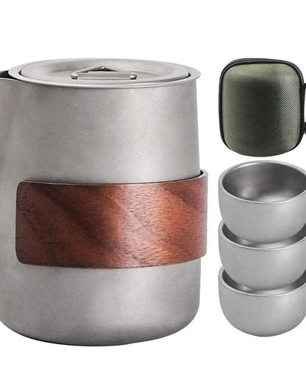 Lightweight Titanium Camping Tea and Coffee Set with Insulated Mugs for Outdoor Adventures
