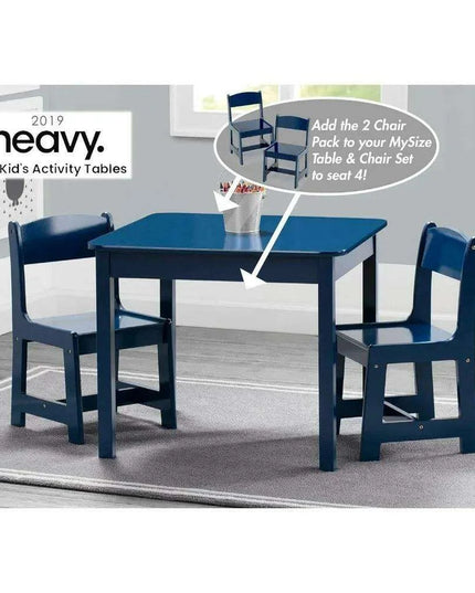 Kids Deep Blue Wooden Play Table and Chair Set - Ideal for Arts, Crafts, and Learning Activities, Includes 2 Chairs