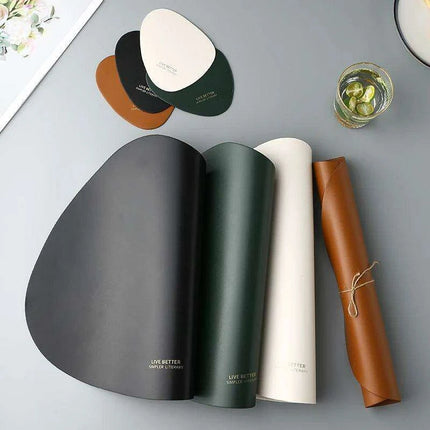 Luxe PU Leather Dining Ensemble - Chic Tableware Collection