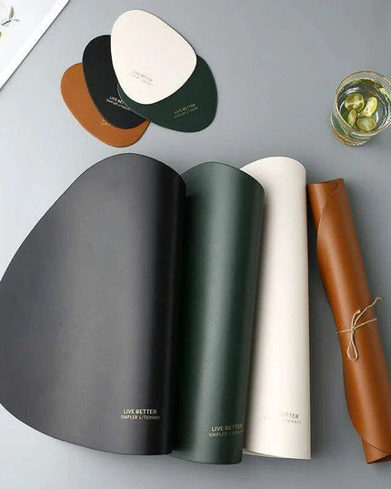 Luxe PU Leather Dining Ensemble - Chic Tableware Collection