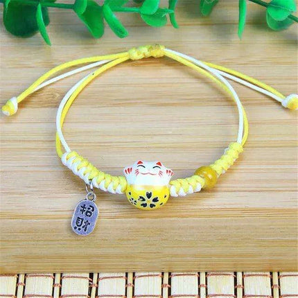 Lucky Cat Beaded Bracelet - Adjustable Harajuku Fashion Statement for Trendy Girls