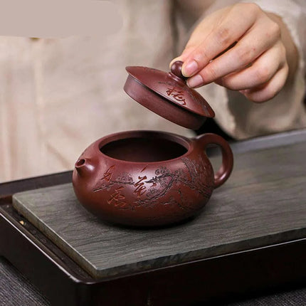 Artisan 250ml Yixing Purple Clay Teapot with Exclusive Dragon's Blood Sand Filter - A Collector's Delight for Tea Connoisseurs