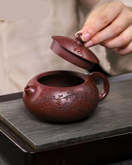 Artisan 250ml Yixing Purple Clay Teapot with Exclusive Dragon's Blood Sand Filter - A Collector's Delight for Tea Connoisseurs