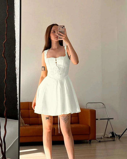 Sleek Black Cut-Out Mini Dress with Fashion-Forward Lace-Up Details