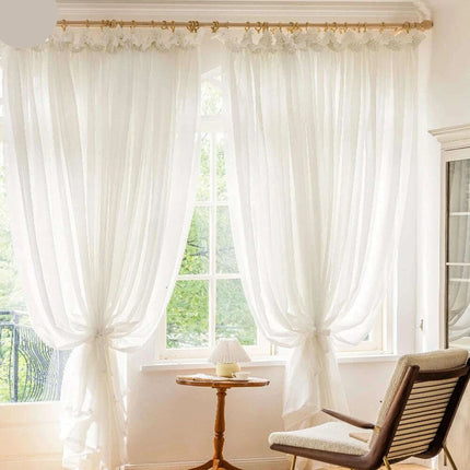 Luxe Sheer White Drapes for Home and Yoga Studios - Exquisite Linen Tulle Voile Organza Curtains