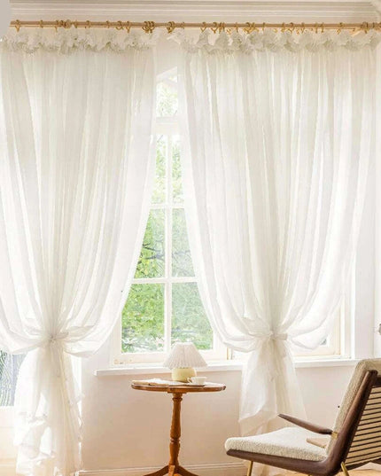 Luxe Sheer White Drapes for Home and Yoga Studios - Exquisite Linen Tulle Voile Organza Curtains