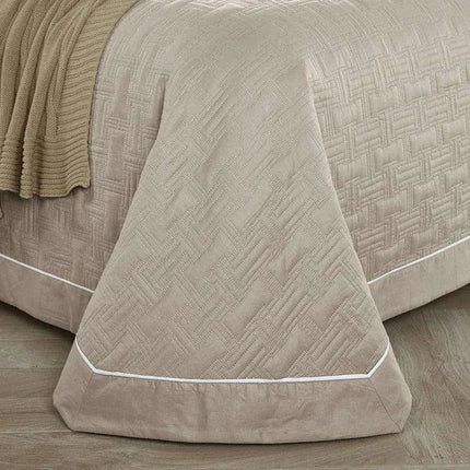Luxurious 100% Cotton Quilted Plaid Bed Cover - Multi-Functional Euro Comfort Topper