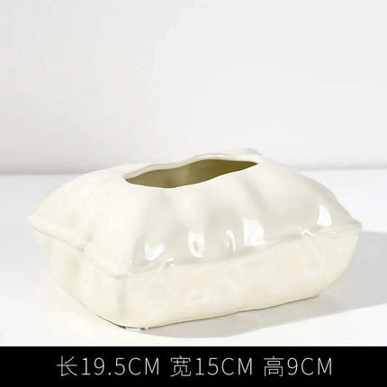 Chic Cream Ceramic Tissue Holder with Hidden Drawer