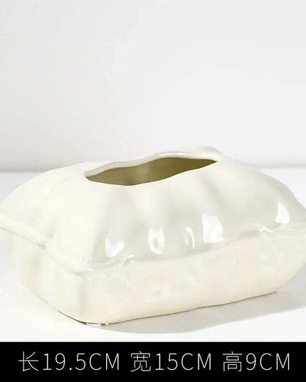 Chic Cream Ceramic Tissue Holder with Hidden Drawer