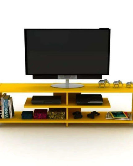 Modern 57-Inch Walnut TV Console with Open Storage and Retro Legs