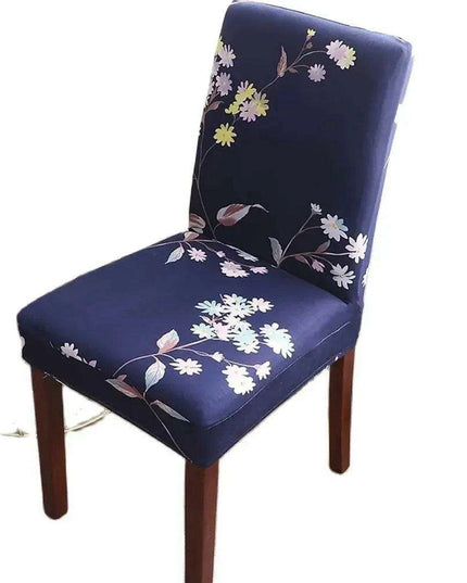 Chic Dark Blue Floral Slipcover for Nordic-Inspired Chairs