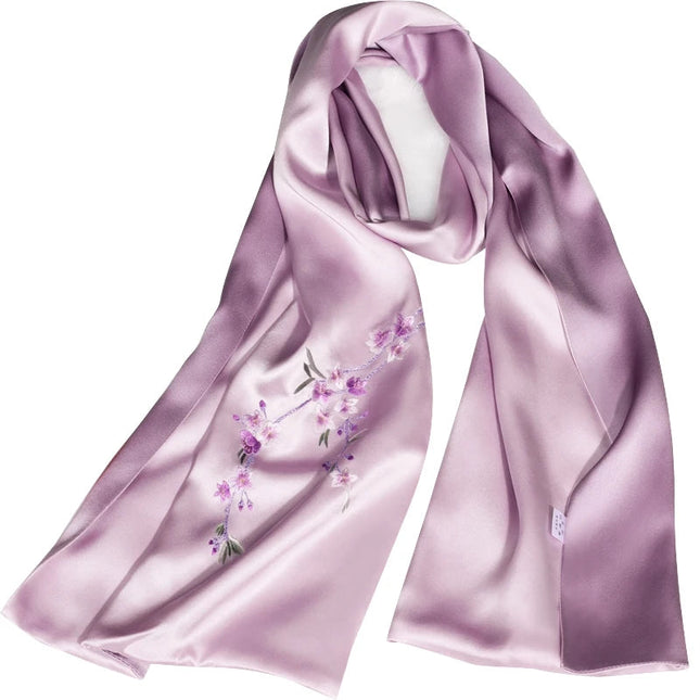 Fimtairah 100% Silk Floral Shawl Scarf with Suzhou Embroidery