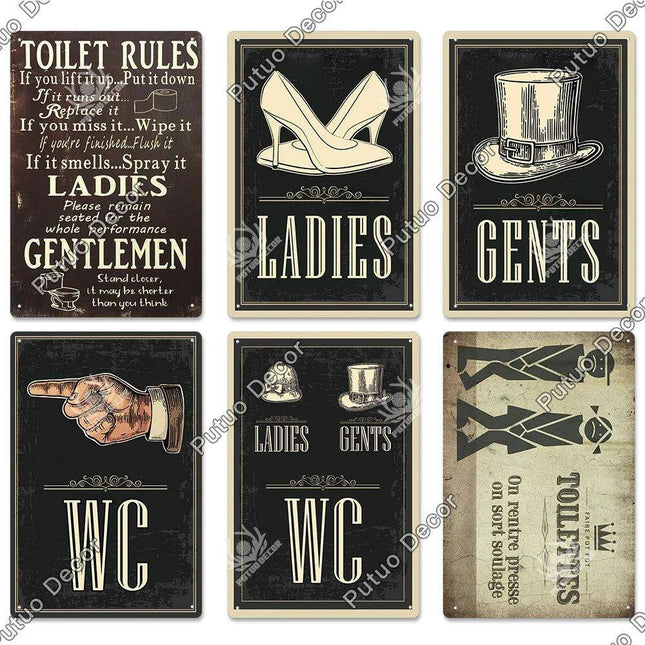 Vintage Charm Toilet Wall Art for Quirky Bathroom Decor