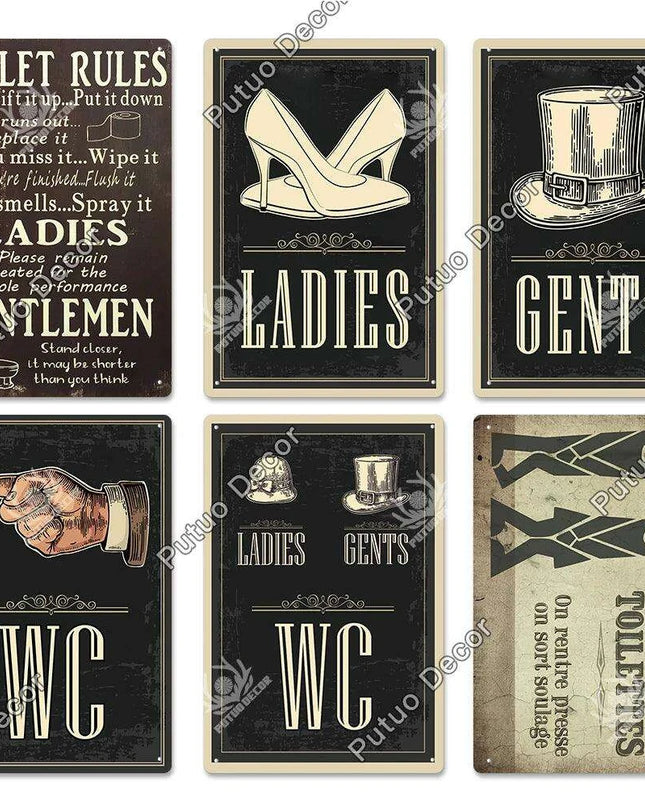 Vintage Charm Toilet Wall Art for Quirky Bathroom Decor