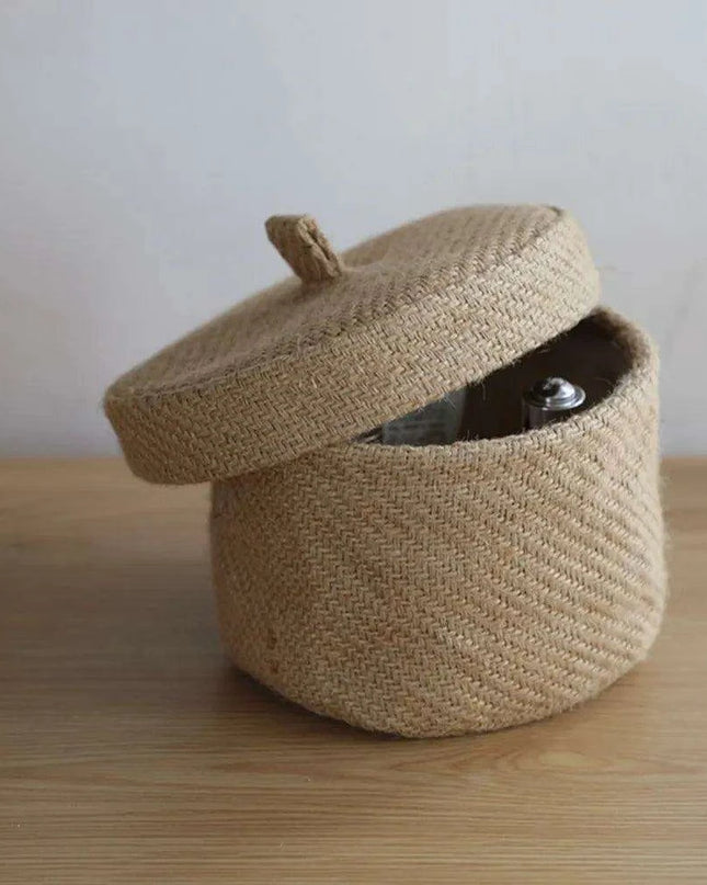 Stylish Round Jute Basket with Lid - Contemporary Organizing Solution