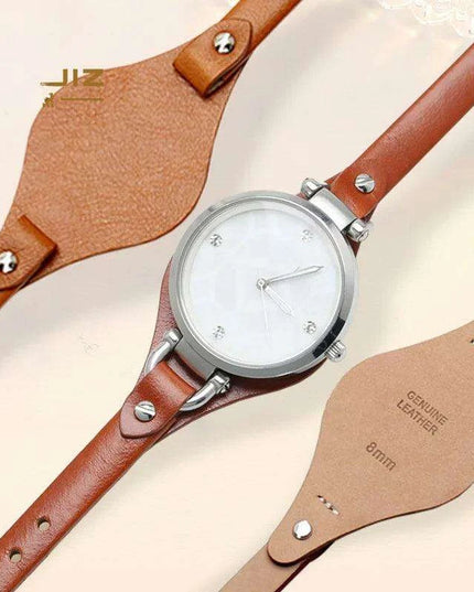 Elegant Cowhide Leather Watch Straps with Rose Steel Buckle - A Luxurious Women's Accessory