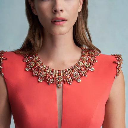 Diamond Bead Sleeveless Tank Dress – Colorful Crystal Embellishment & High Street Style