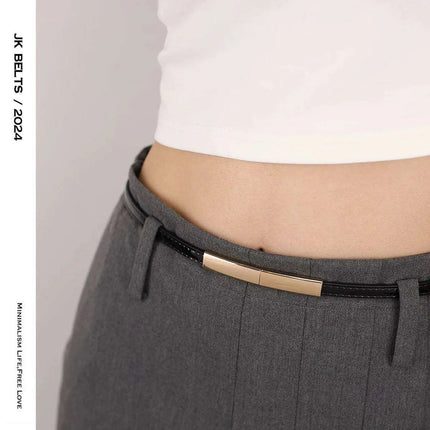 Colorful Women's Leather Belt with Elegant Gold Buckle - Perfect Accessory for Any Outfit