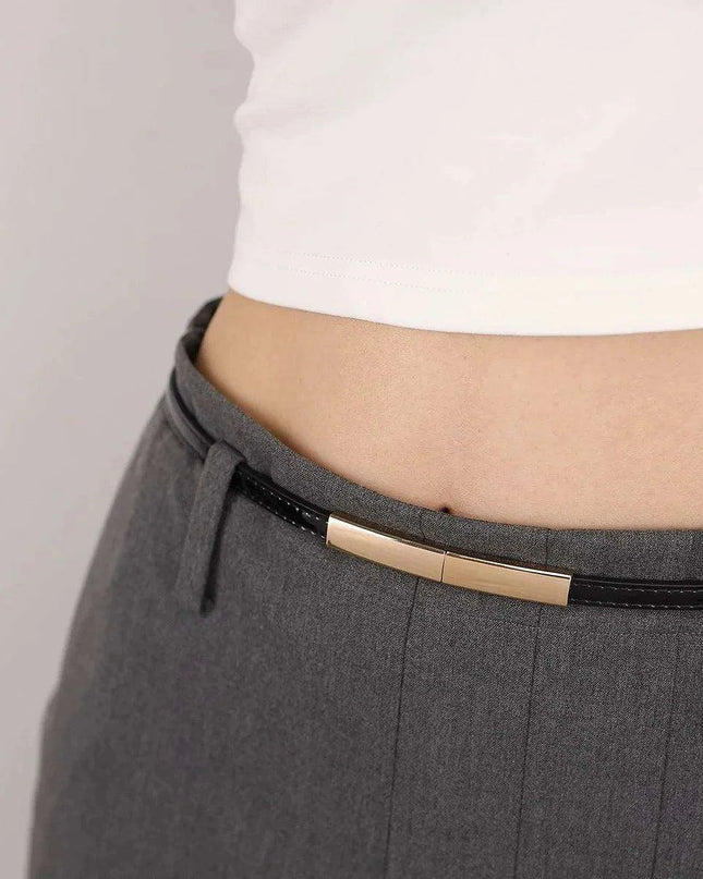 Colorful Women's Leather Belt with Elegant Gold Buckle - Perfect Accessory for Any Outfit