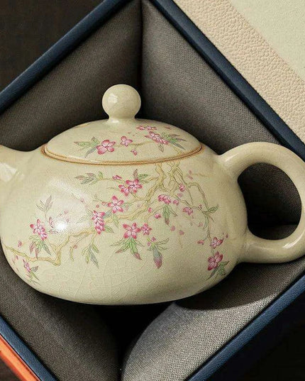 Elegant Beige Ru Kiln Tea Infuser Pot - Transform Your Brewing Experience