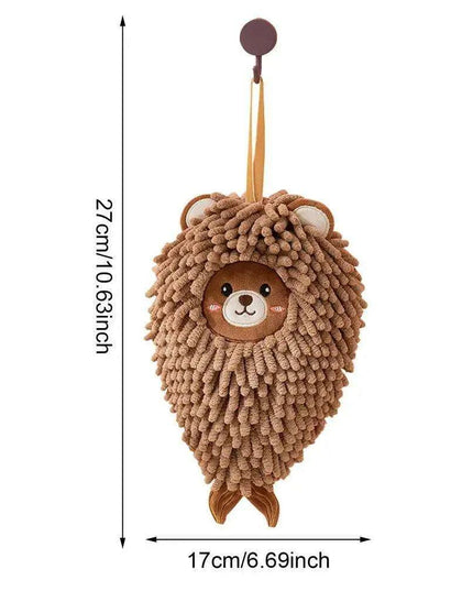 Plush Chenille Animal Hand Towels with Loop - Soft Microfiber for Quick-Drying
