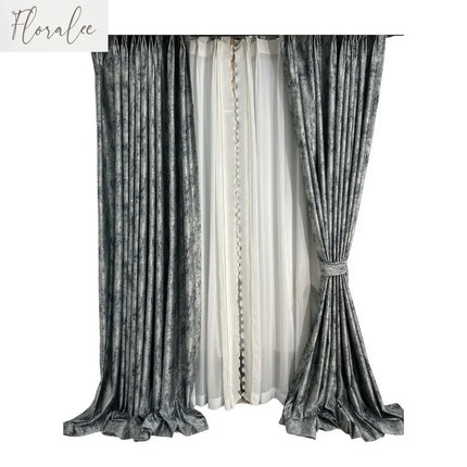 High-Grade Jacquard Curtains – Dark Gray Baroque Design