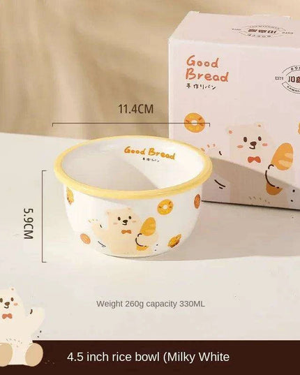 Adorable Bear Dodo Cream Kids Breakfast Bowl Set - Essential Kitchen Delight