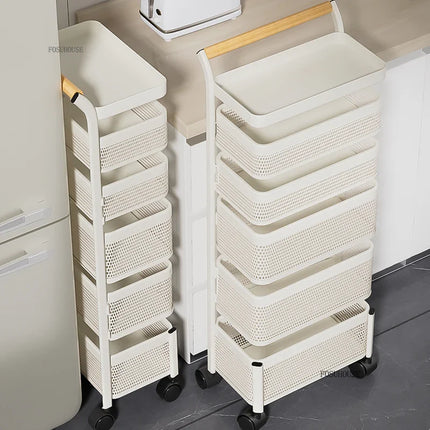 Nordic Stainless Steel Kitchen Trolley with Wheels & Rotating
