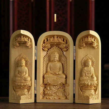 Exquisite Boxwood Carving of Thousand-Handed Guanyin with Elegant Packaging