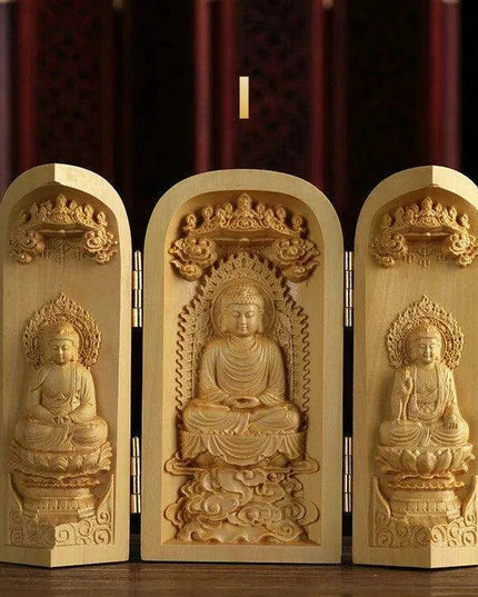 Exquisite Boxwood Carving of Thousand-Handed Guanyin with Elegant Packaging