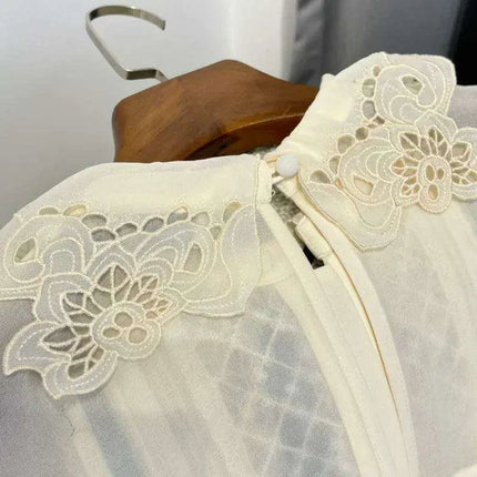 Chic Summer A-linen Sweetheart Lace Puff-sleeve Dress for Women