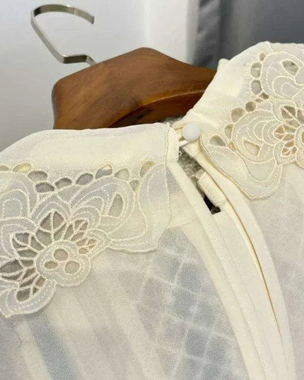 Chic Summer A-linen Sweetheart Lace Puff-sleeve Dress for Women