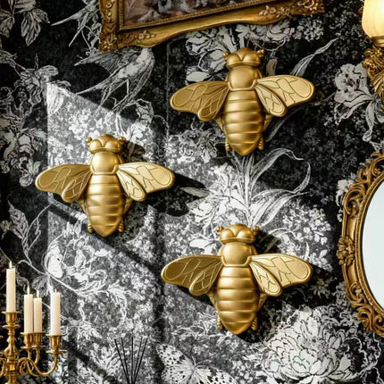 Shop1105298242 Golden Bee Insect Wall Art Set - High-End Home Decor