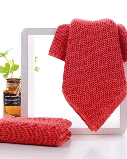Luxurious Honeycomb Cotton Hand Towels - 2-Pack Absorbent Kitchen Essentials