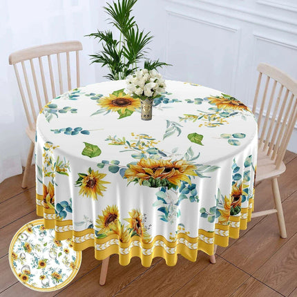 Chic 63-Inch Waterproof Dining Tablecloth: Wrinkle-Free Polyester Elegance