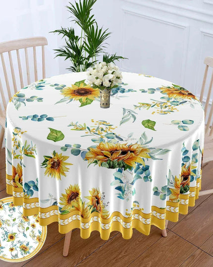 Chic 63-Inch Waterproof Dining Tablecloth: Wrinkle-Free Polyester Elegance