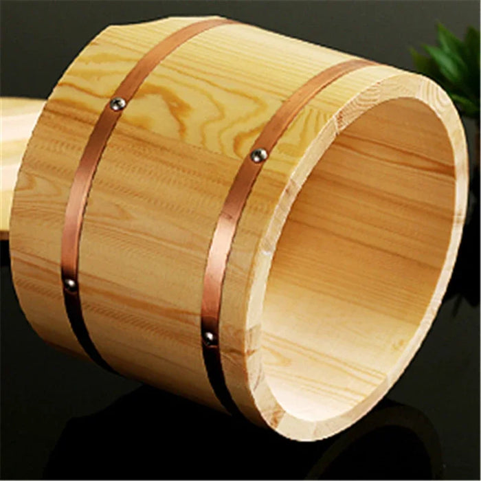 Wooden Rice Bucket Plate - Japanese and Korean Sushi Plate & Food Container