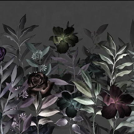 Dark Botanical Floral Mural Wallpaper — Custom Size | Très Élite