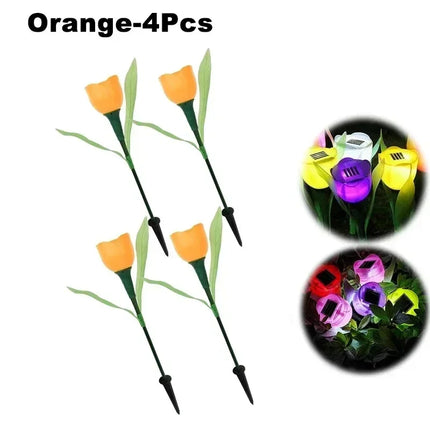 Solar LED Tulip Garden Lights — Waterproof Outdoor Pathway Decor
