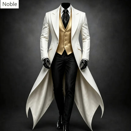 Noble Classic Green Gothic Long Tail Coat 3-Piece Suit for Men
