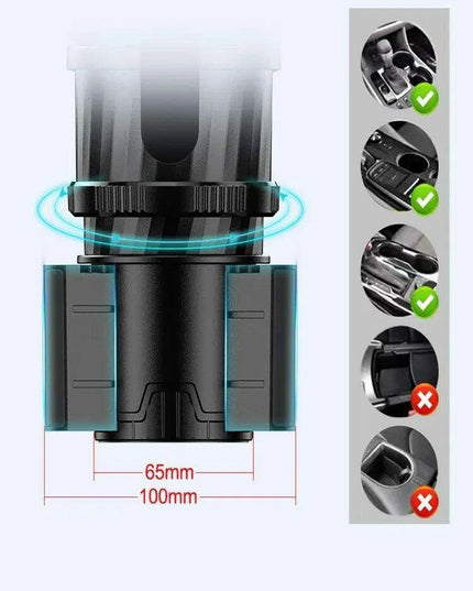 Adjustable Dual Cup Holder & Organizer with Rotating Function | Superior Stability for On-the-Go Convenience