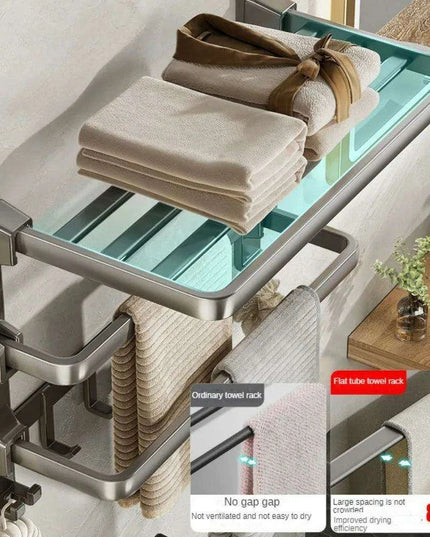 Modern Gunmetal Gray Space Aluminum Triple Fold Towel Rack