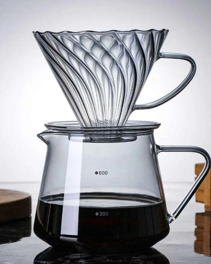 Stylish Borosilicate Glass Coffee Brewing Kit with Precision V-Funnel - Available in 300ml and 600ml Sizes