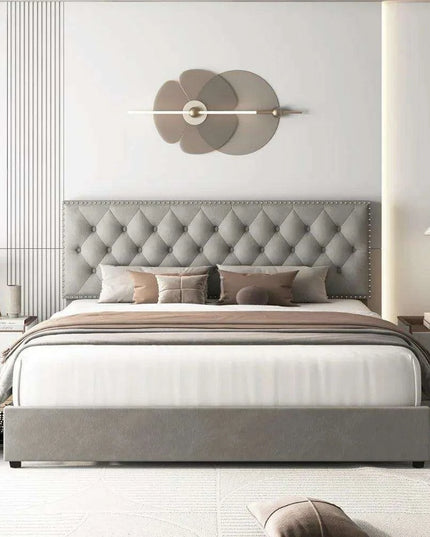 Elegant Queen Velvet Upholstered Bed Frame with Adjustable Headboard and Hidden Storage Drawers